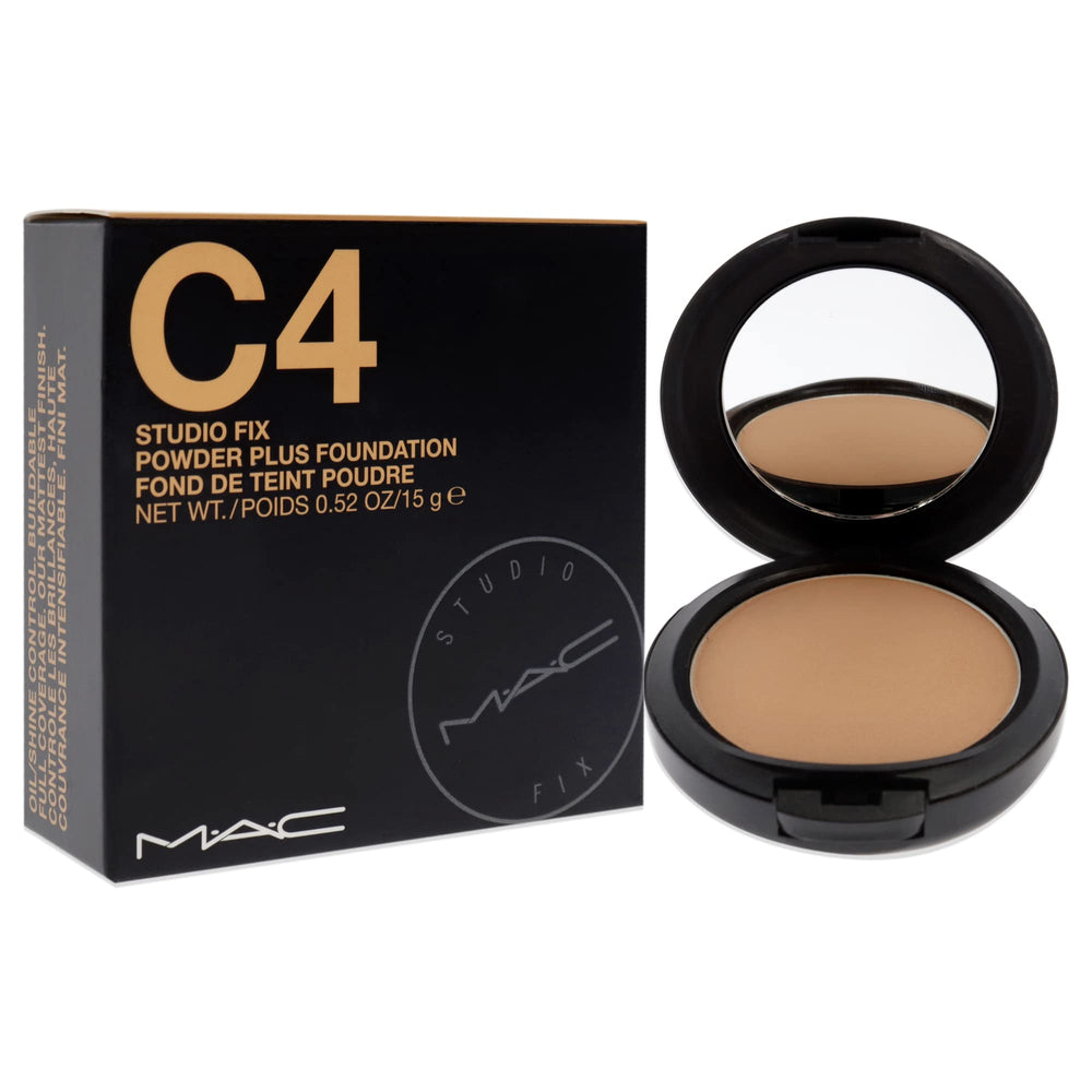 MAC Studio Fix Powder Plus Foundation C4 brush-application demonstrates buildable coverage