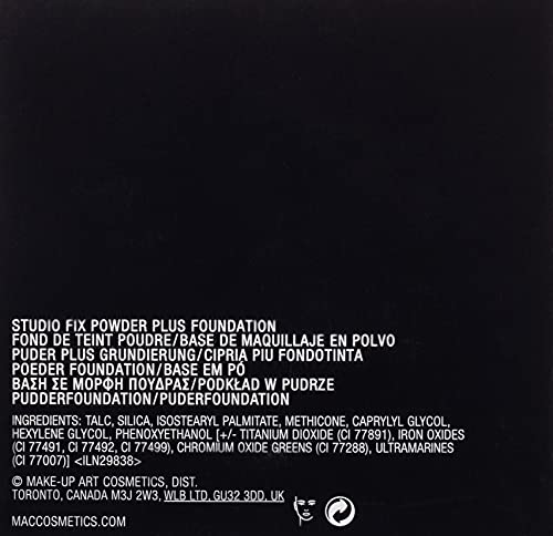 MAC Studio Fix Powder Plus Foundation NC30 swatch shows velvety texture and shine control