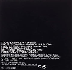 MAC Studio Fix Powder Plus Foundation NC30 swatch shows velvety texture and shine control
