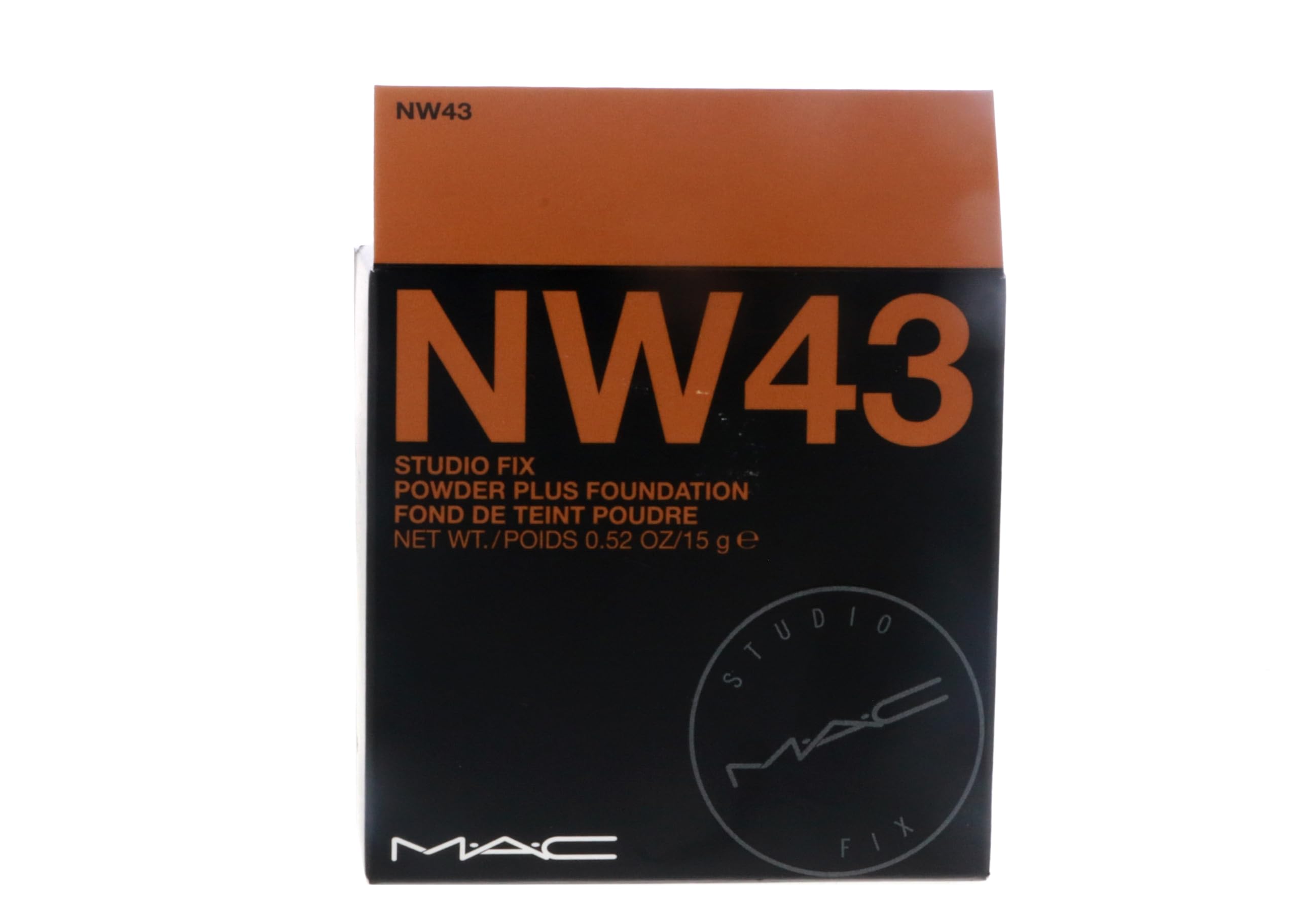 MAC Studio Fix Powder Plus Foundation NW43 swatches on skin showing even tone.