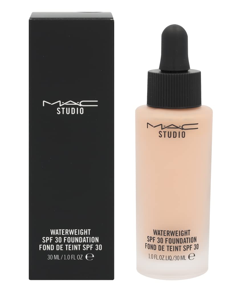 MAC Studio Waterweight SPF30 Foundation NC20 bottle close-up with hydrating finish