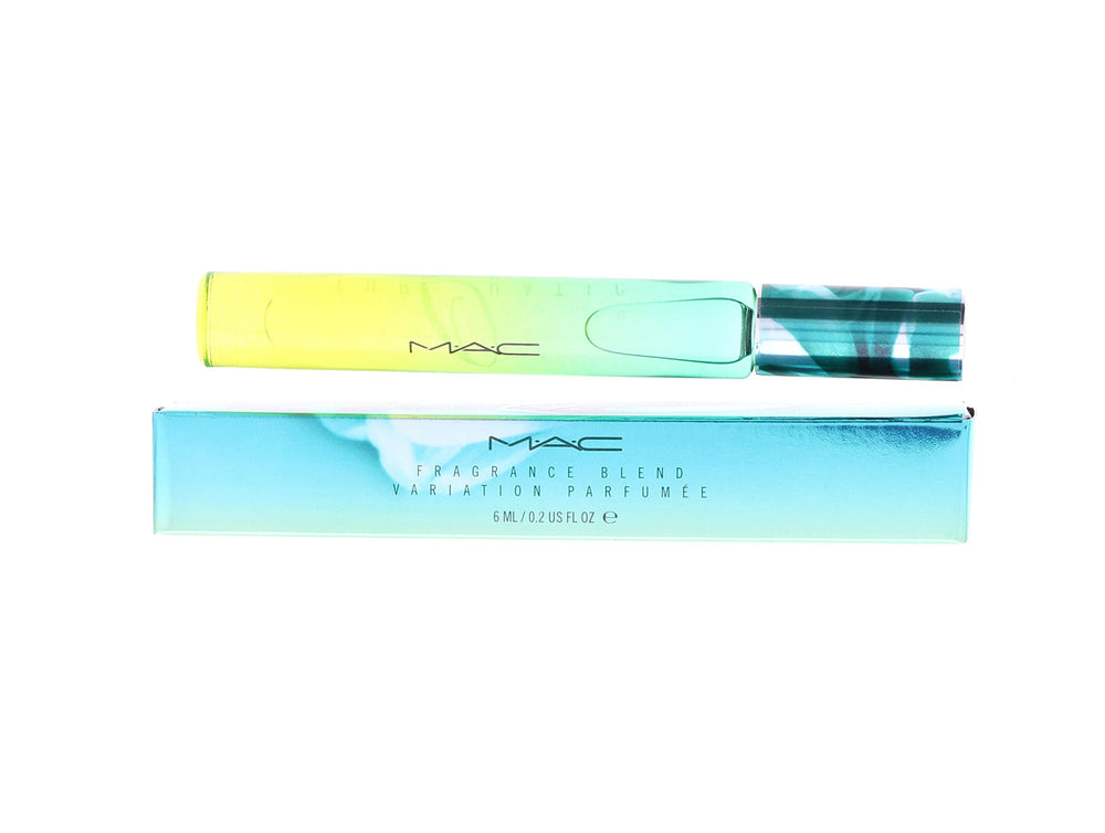 MAC Turquatic rollerball application on neck for subtle, lasting mood.