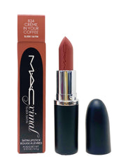 MAC Ximal Sleek Satin Lipstick Creme In Your Coffee bullet swatch shows pigment-rich color.