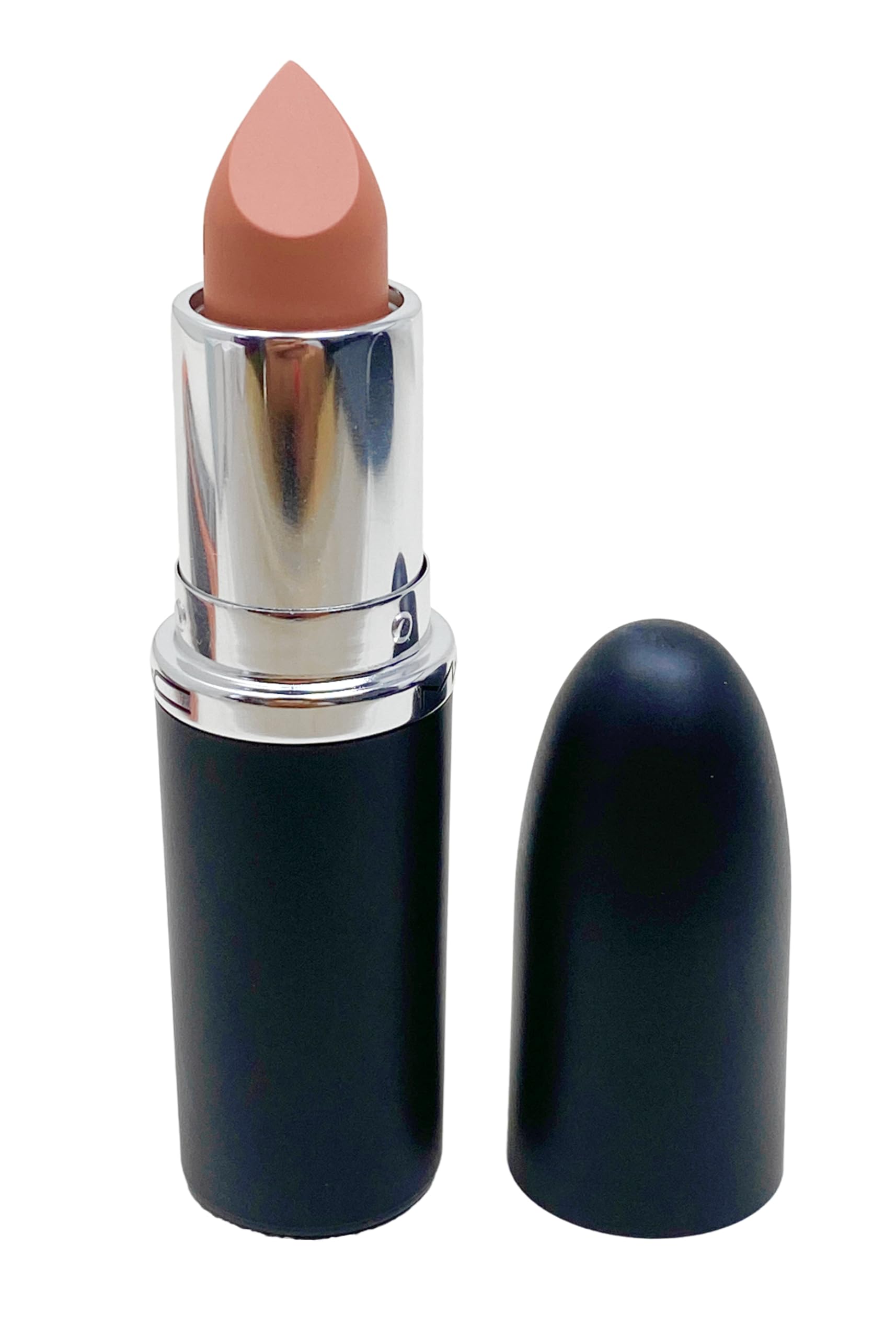 MAC Ximal Sleek Satin Lipstick Fleshpot close-up shows pigment-rich color with satin finish.