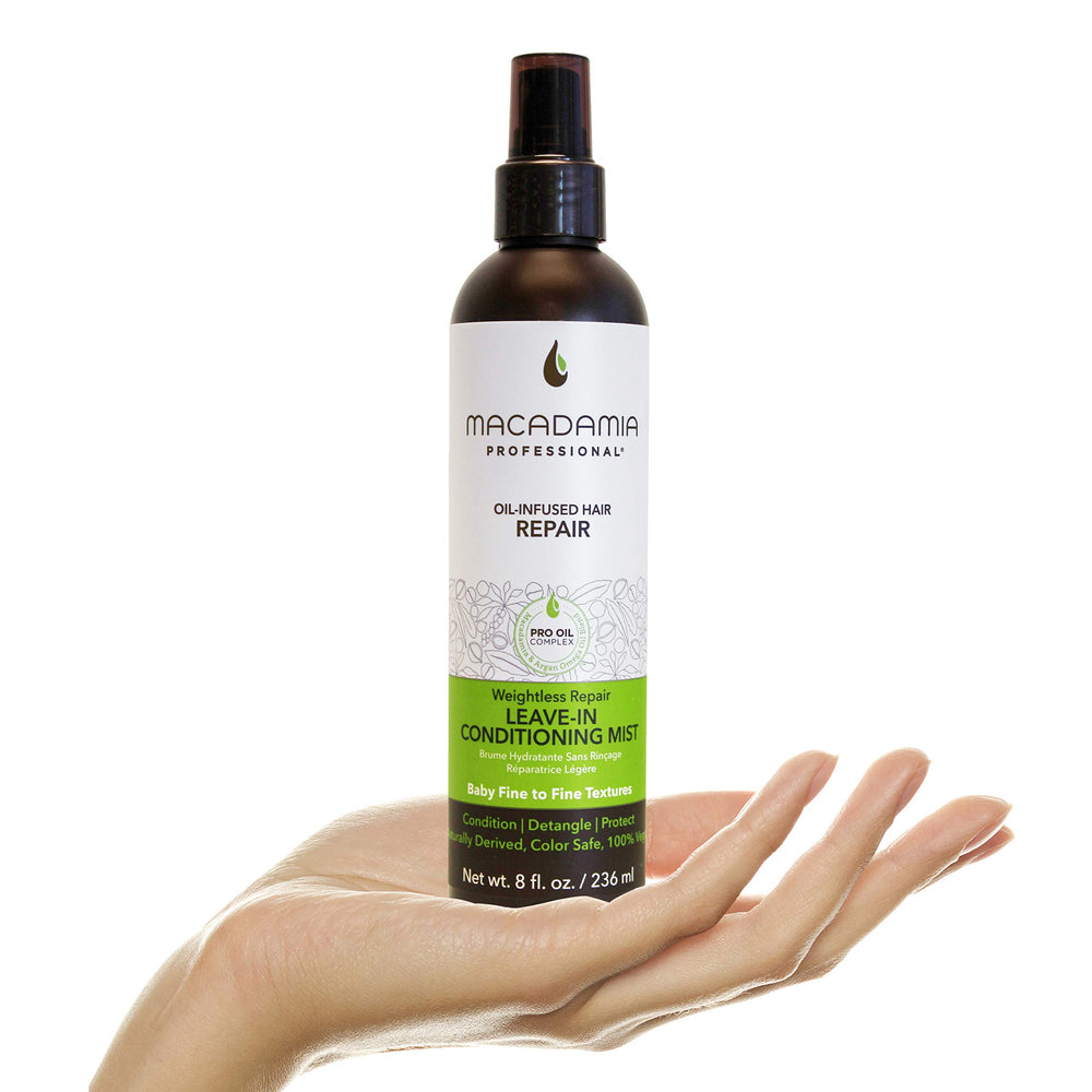 Macadamia Professional leave-in routine image encourages daily nourishment and smoother styling.