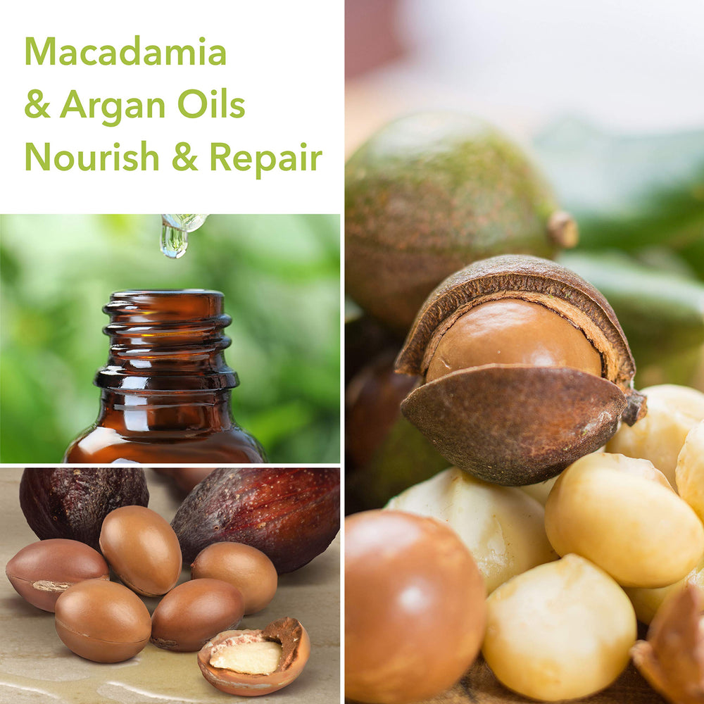 Macadamia Professional pecan oil drizzle emphasizes rapid moisture and shine.