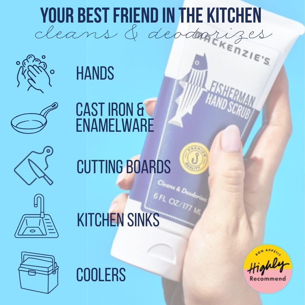 MacKenzie's Fisherman Hand Scrub lemon essential oil scent delivers refreshing citrus notes