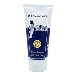 MacKenzie's Fisherman Hand Scrub packaging showcases a gift-ready label for holidays
