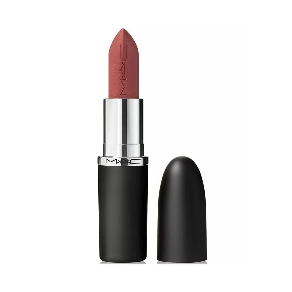 MAC Macximal Silky Matte Velvet Teddy bullet showcases rich color payoff.