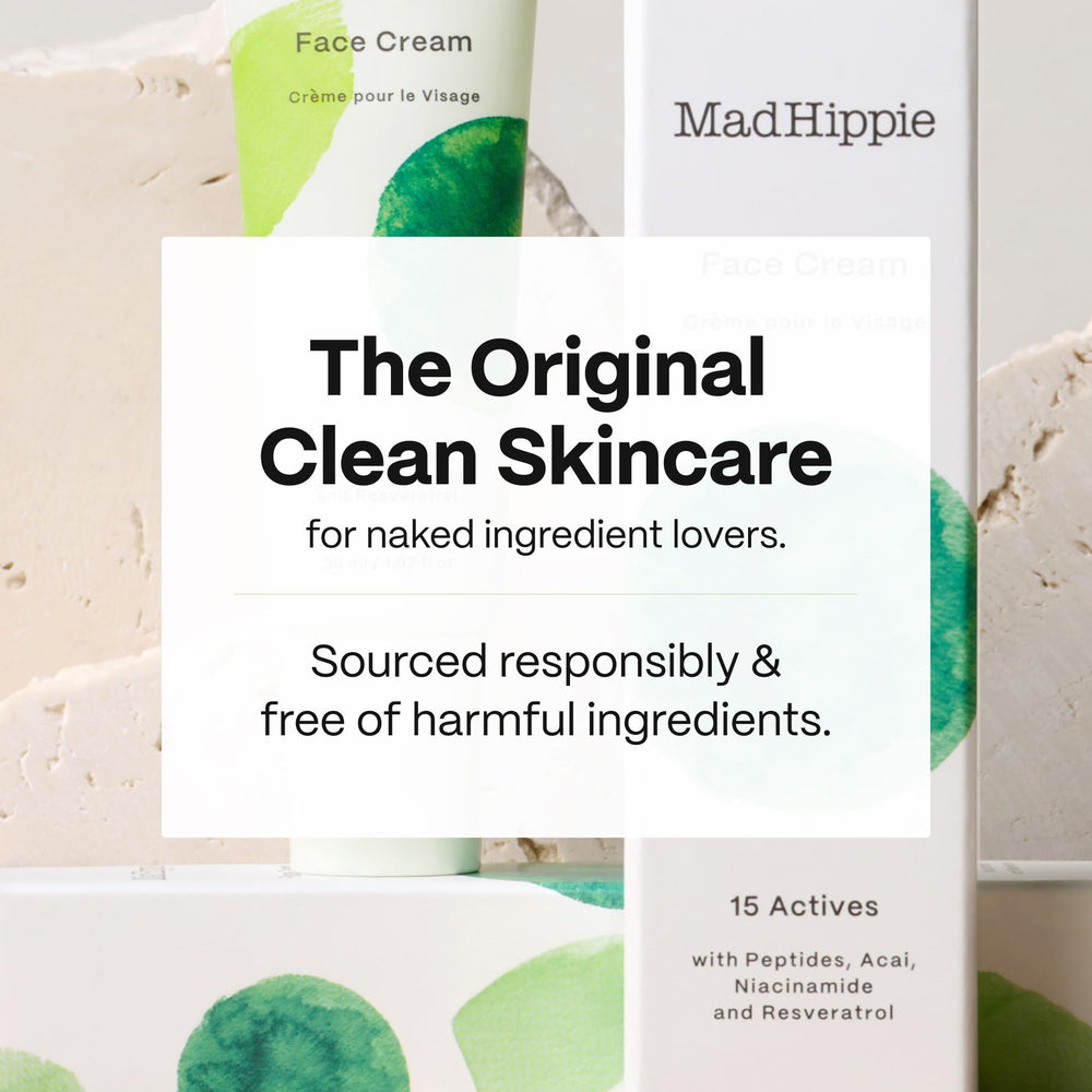 Mad Hippie Face Cream being applied with fingertips demonstrates gentle absorption