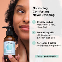 Mad Hippie oil-based cleanser texture shown lifting dirt gently