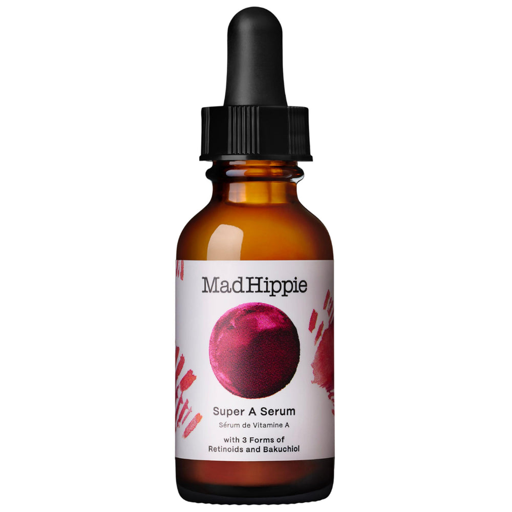 Mad Hippie Super A Serum bottle close-up for smooth nightly skincare.