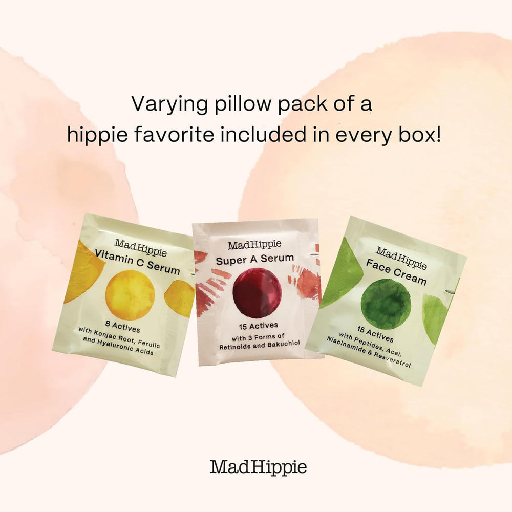 Mad Hippie Super A Serum set-up emphasizing hydration benefits.