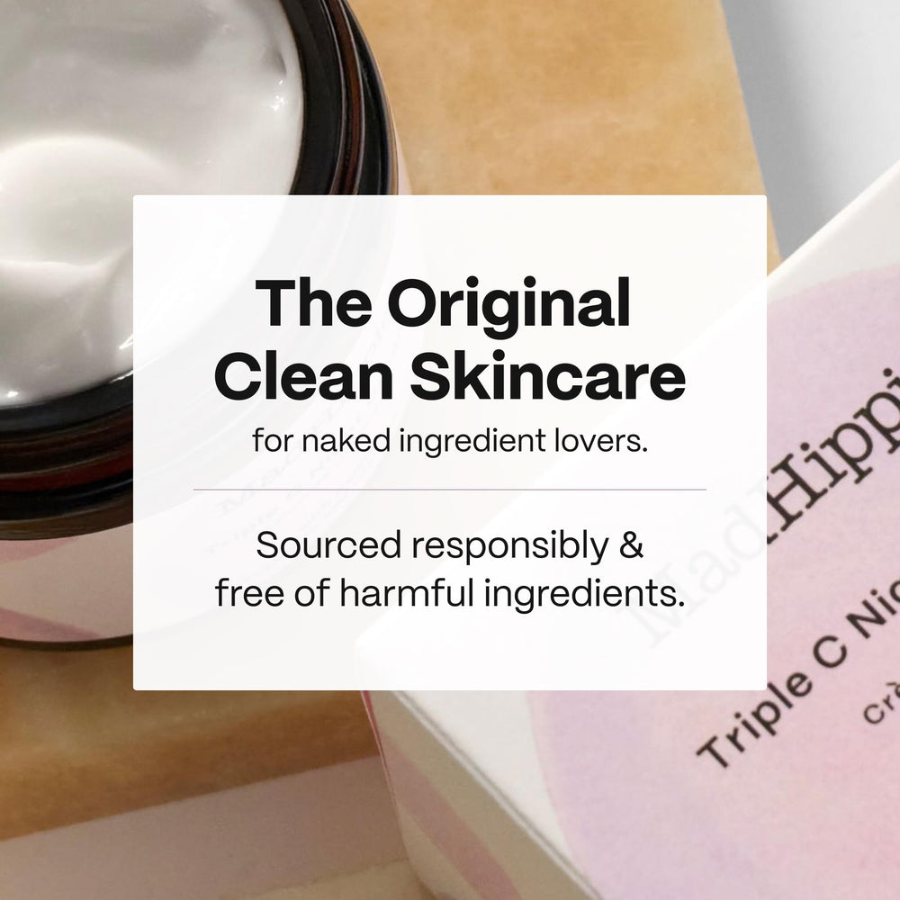 Mad Hippie Triple C Night Cream glass jar embodies clean, cruelty-free skincare ingredients.