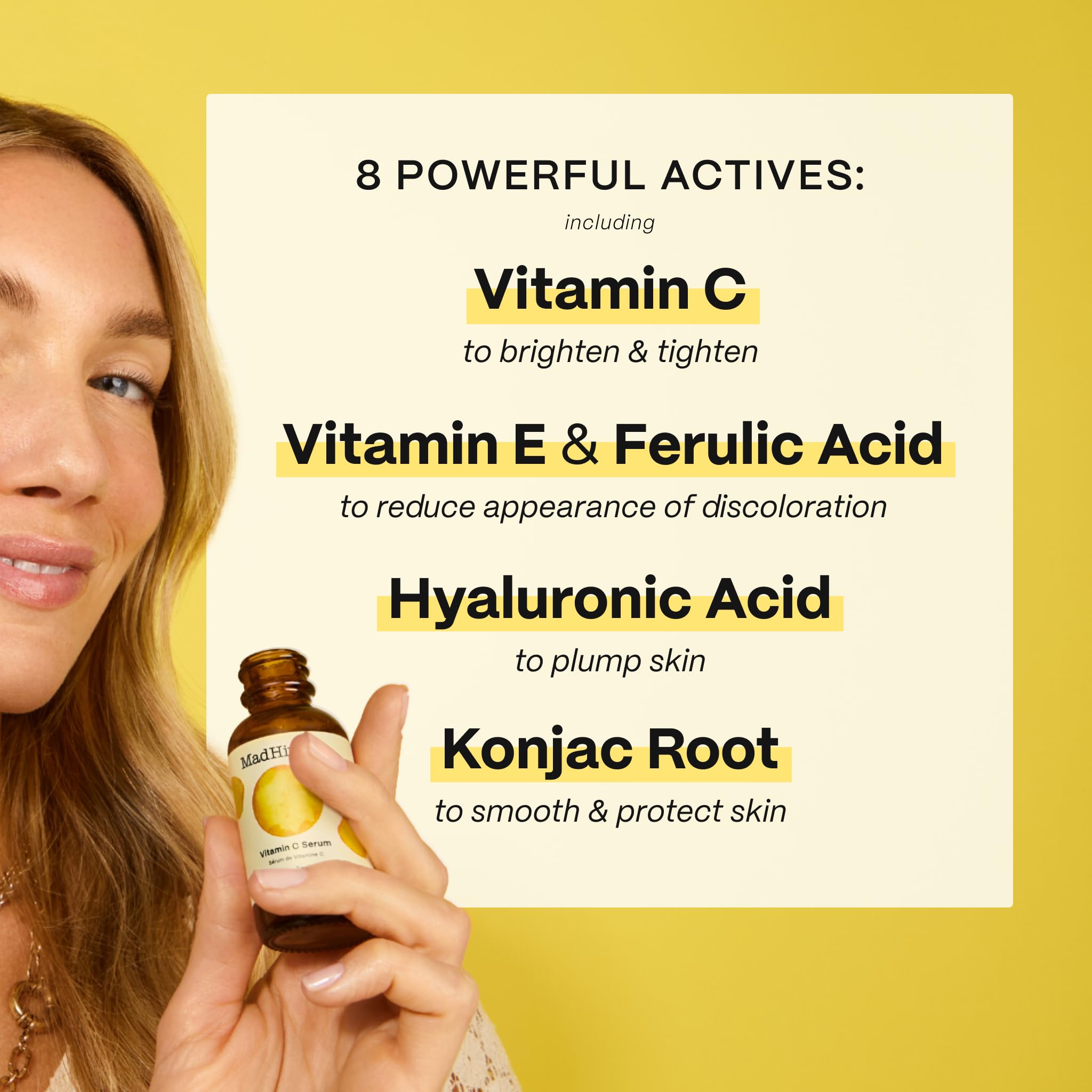 Subtle glow on skin highlighting brightening effect of the serum.