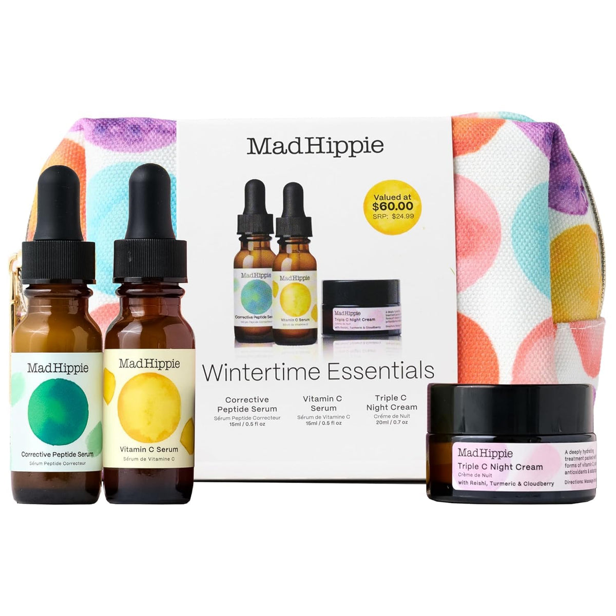 Mad Hippie Wintertime Essentials bag in recycled packaging for eco-friendly gifting.