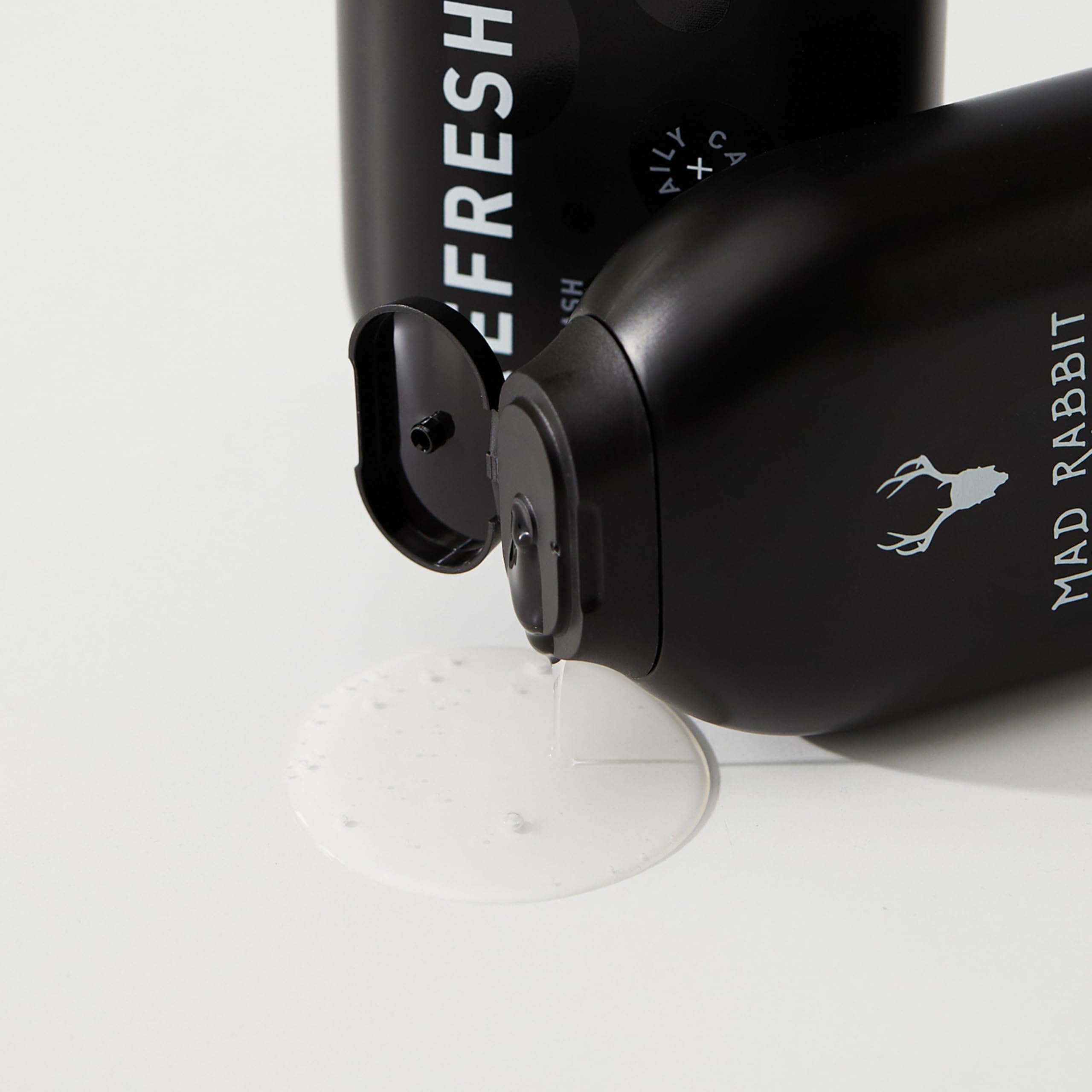 Mad Rabbit Refresh Body Wash with green tea extract and panthenol hydrates skin.