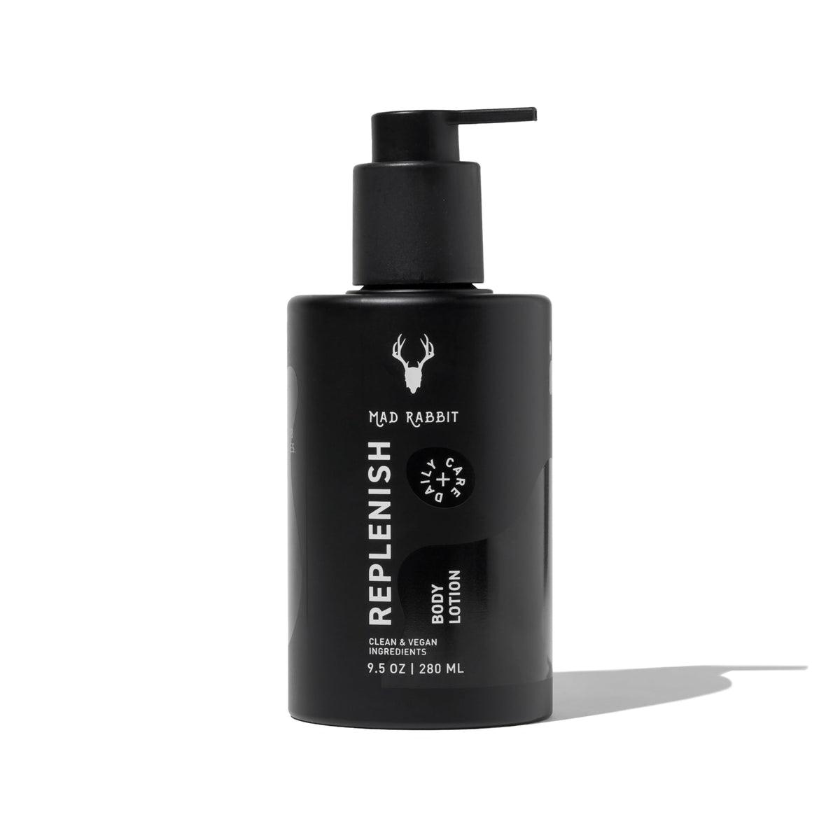 Mad Rabbit Replenish bottle pour shows fragrance-free hydration for daily use.