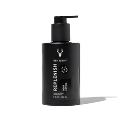 Mad Rabbit Replenish bottle pour shows fragrance-free hydration for daily use.