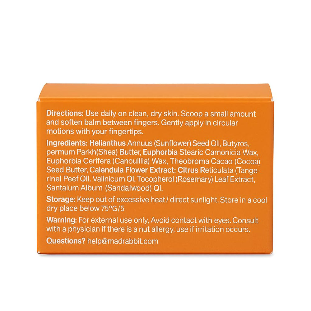 Packaging of Mad Rabbit Tangerine and Vanilla Balm Salve