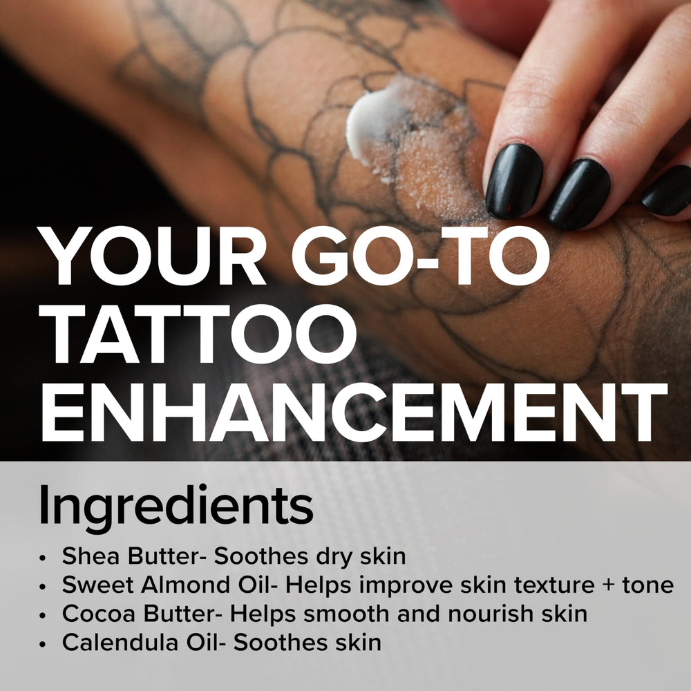 Mad Rabbit tattoo balm application on arm demonstrates creamy texture