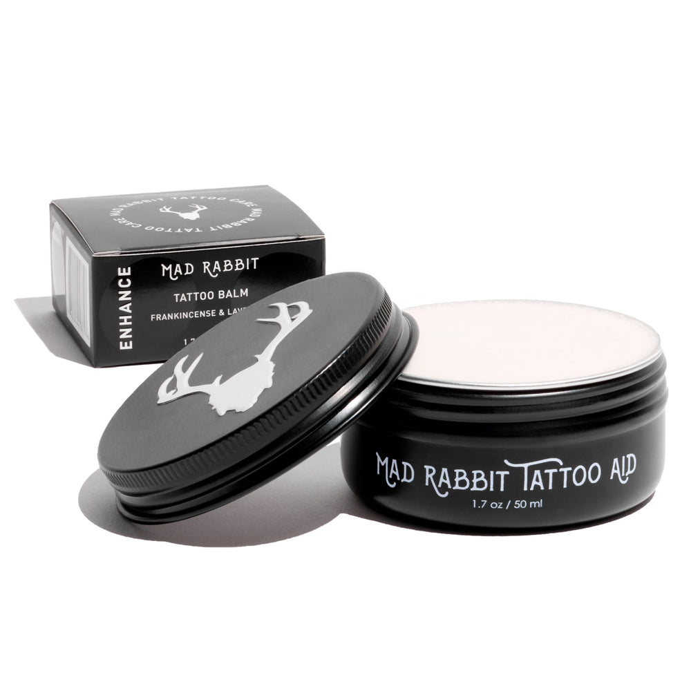 Mad Rabbit Tattoo Balm front of jar for daily color care