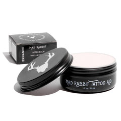 Mad Rabbit tattoo balm tub closeup showing moisturizing formula