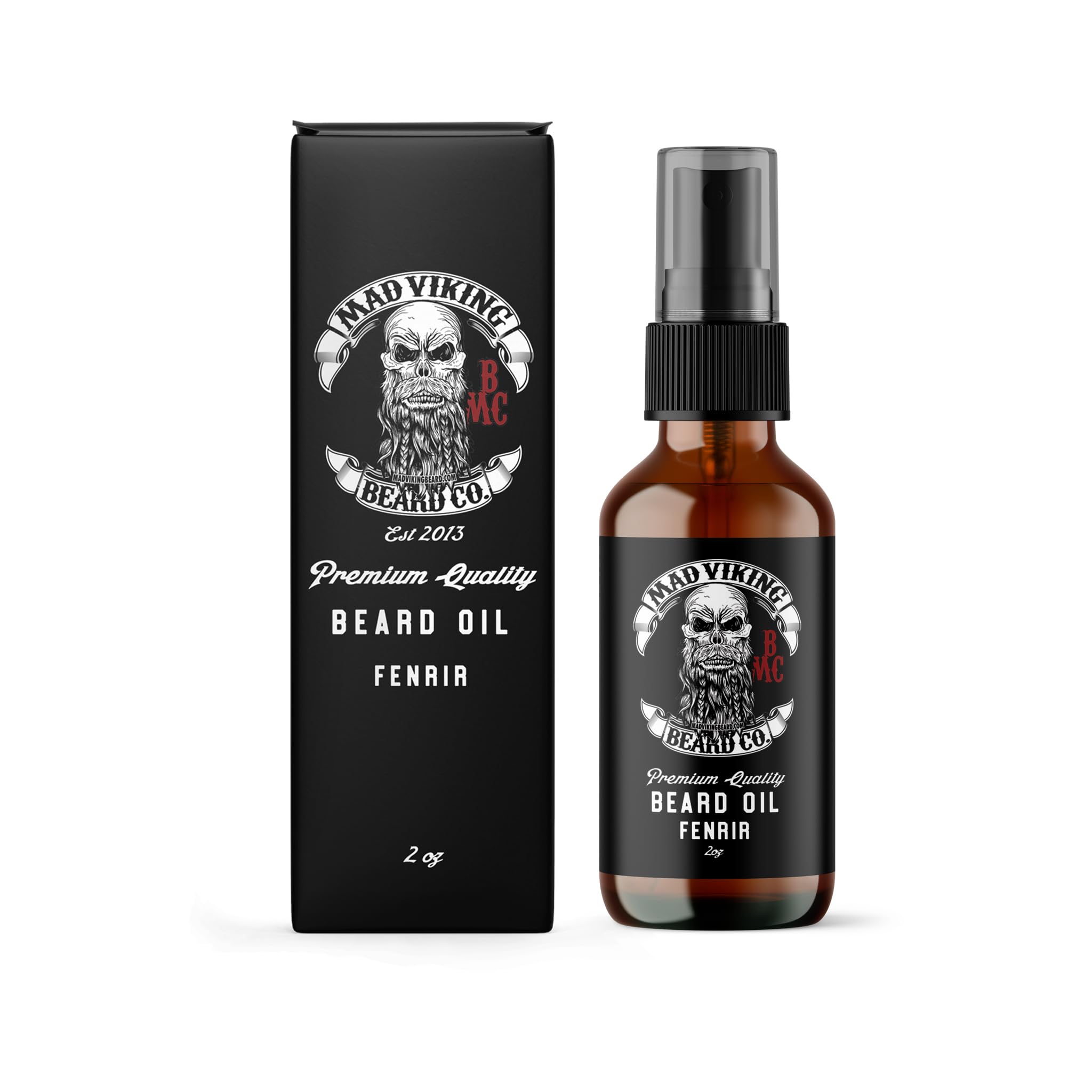 Mad Viking Fenrir beard oil bottle – premium hydration for beard and skin.