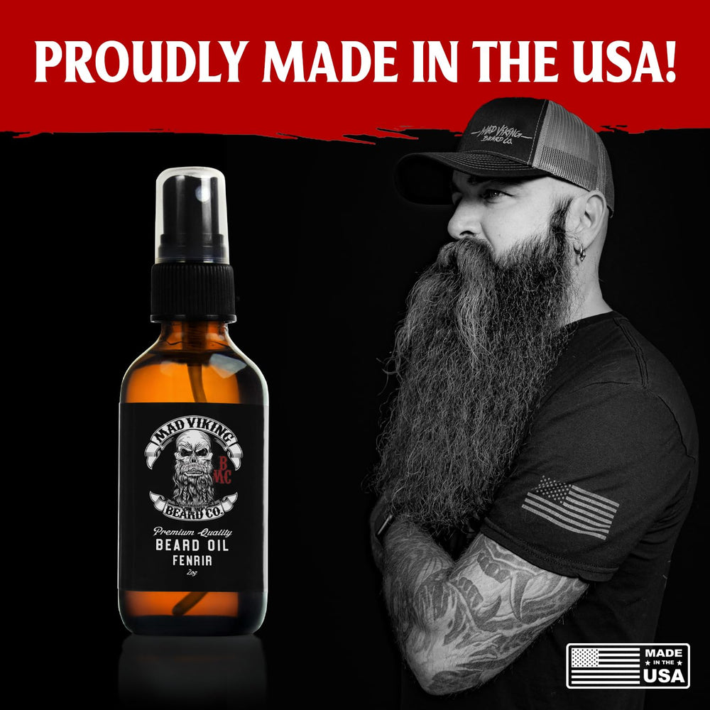 Mad Viking Fenrir oil label closeup – Neroli, Rum & Tobacco scent.