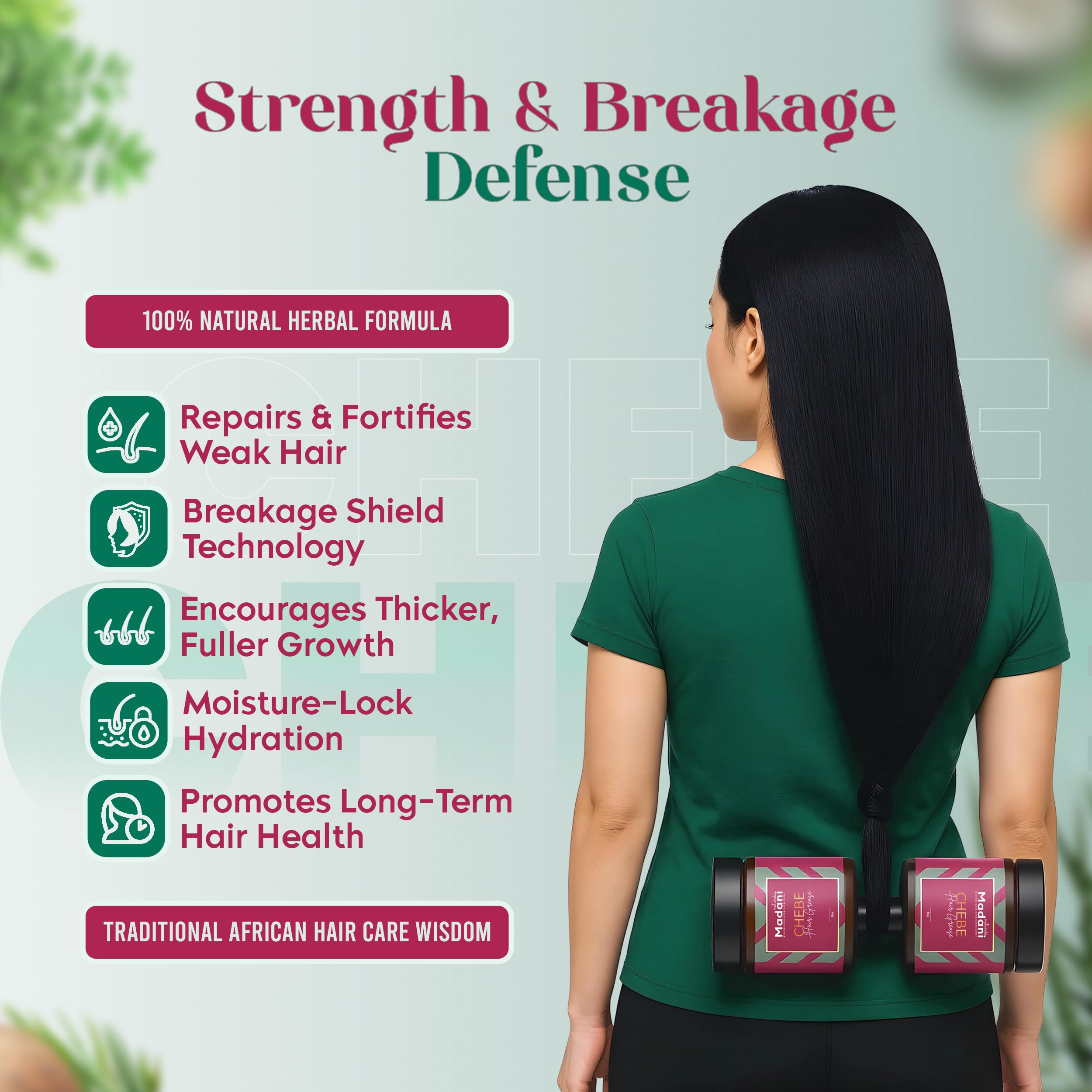 Madani Naturals application scene shows easy rub-in routine for scalp care.