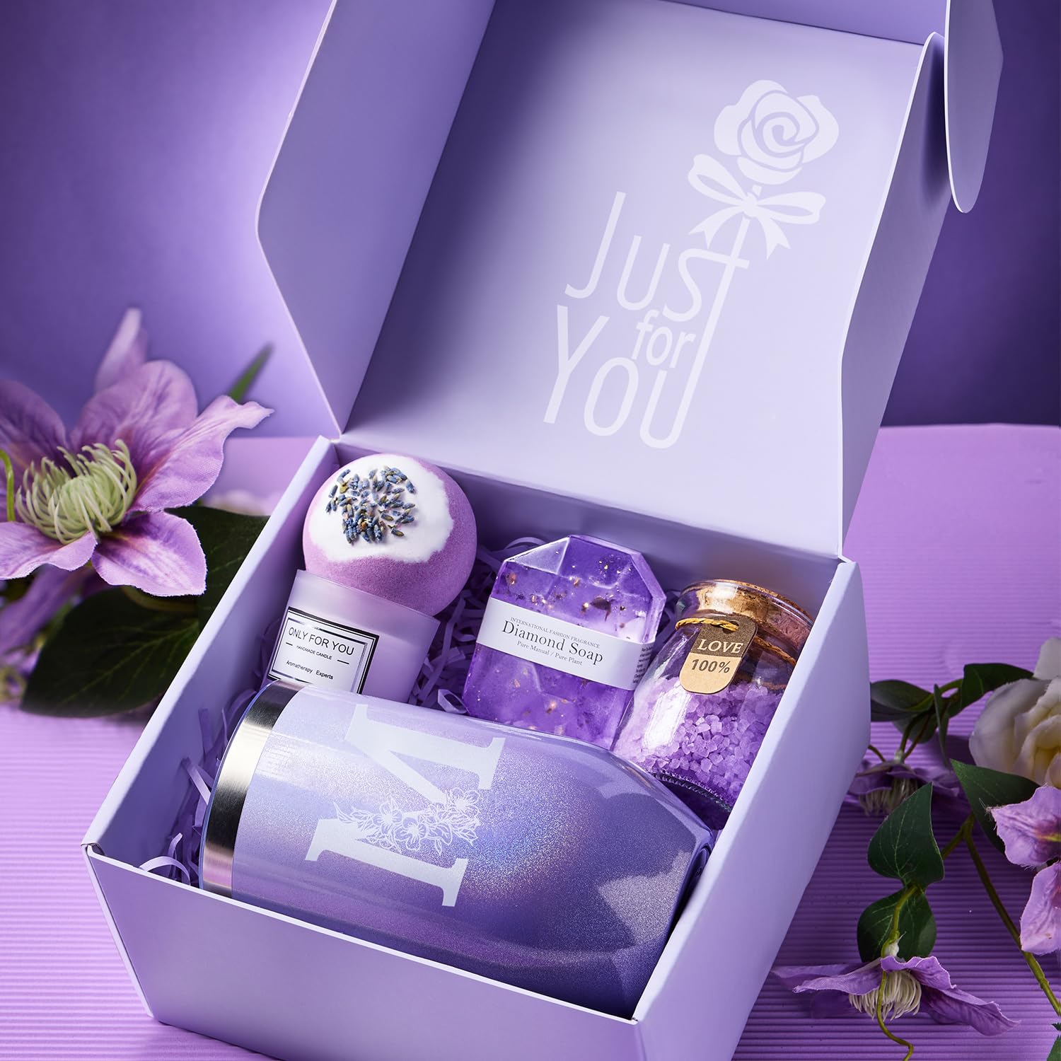 MADDIFY Lavender Spa Gift Basket handmade soap enhances gentle cleansing and scent.