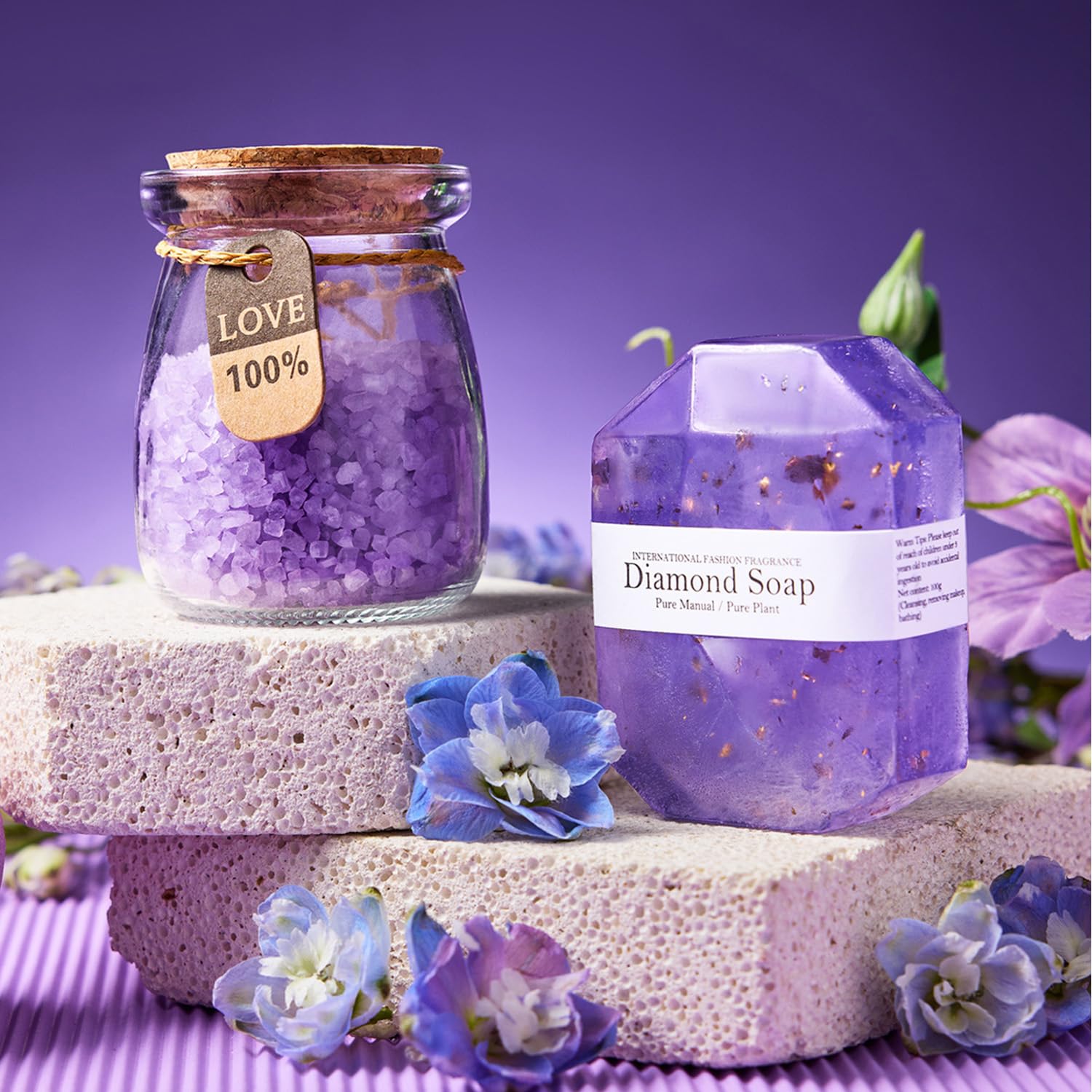 MADDIFY Lavender Spa Gift Basket scented candle creates calming ambience at home.