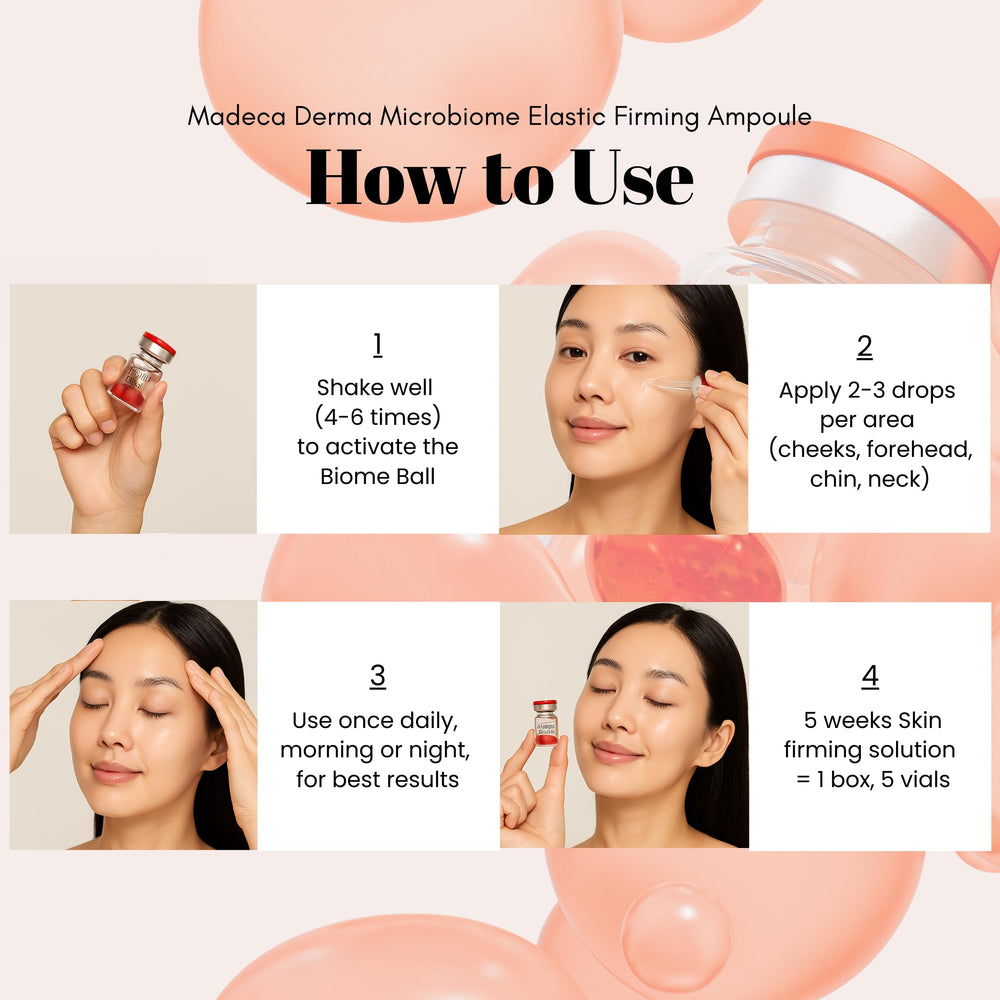 Madeca Derma Elastic Firming Ampoule in hand during application for hydration boost.