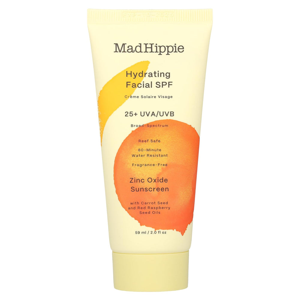 Mad Hippie Hydrating Facial SPF25 bottle pour shows smooth, glide-on texture for daily sun protection.