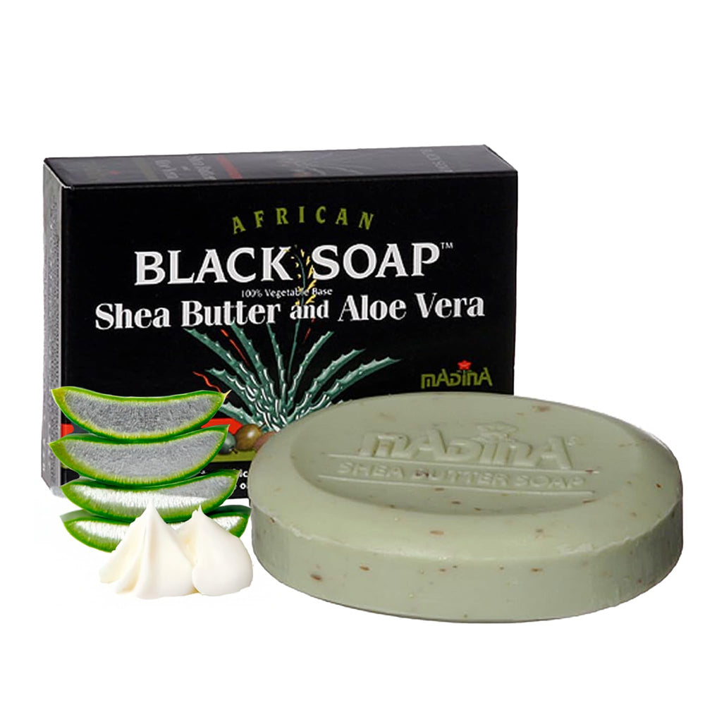 Madina African Black Soap Bar 6-pack for daily cleansing