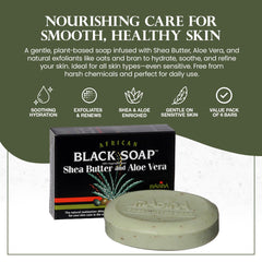 Madina African Black Soap Bar closeup showing texture