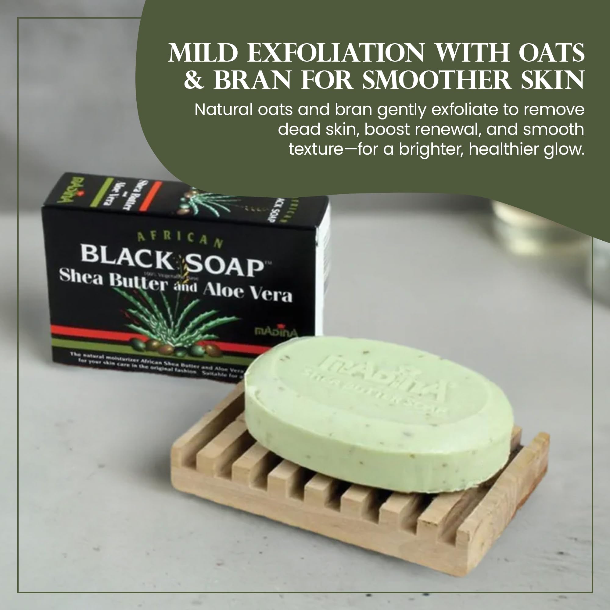 Madina soap used on face and body in shower