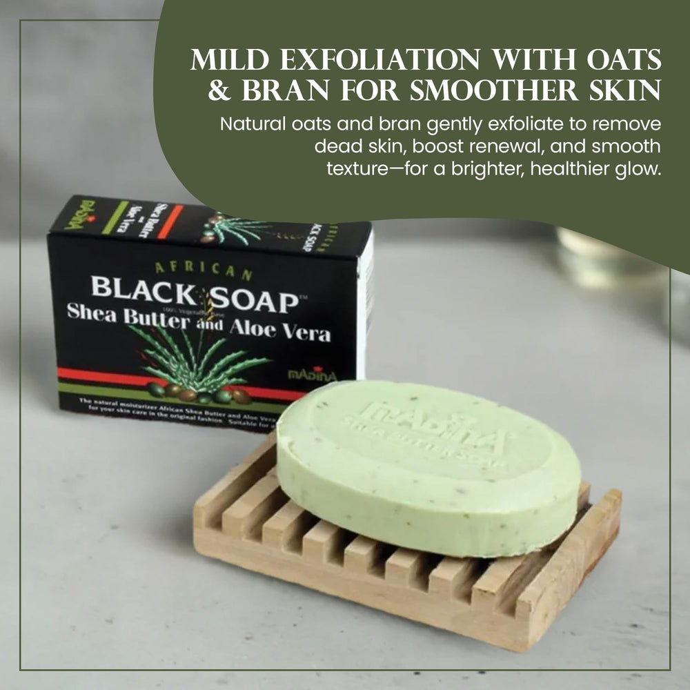 Madina soap used on face and body in shower