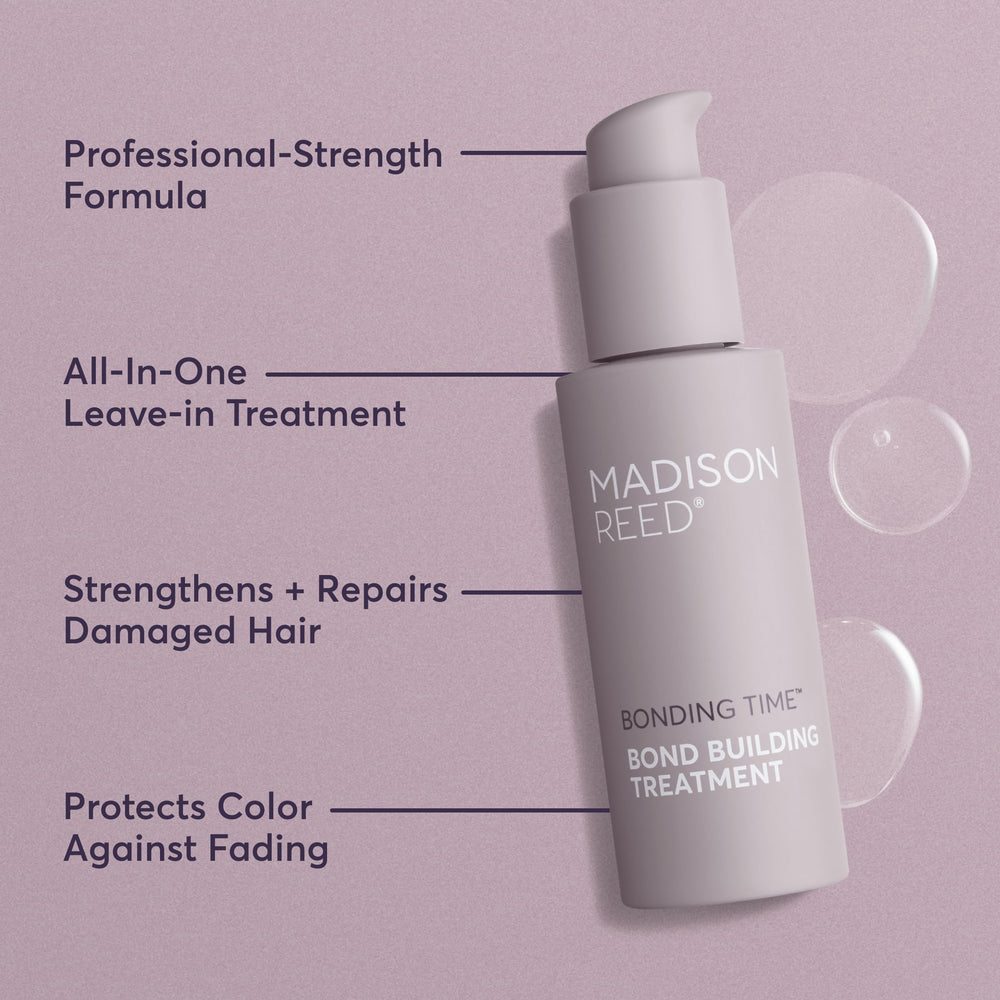 Madison Reed Bonding Time Serum applied on hair strands for even distribution and strength