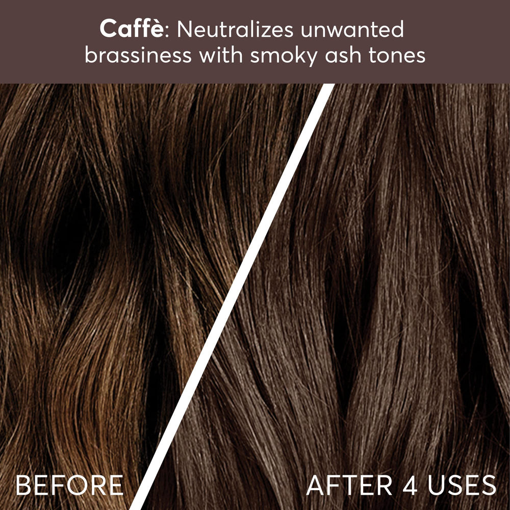 Madison Reed Color Therapy Caffè ash-tone close-up neutralizing orange tones.