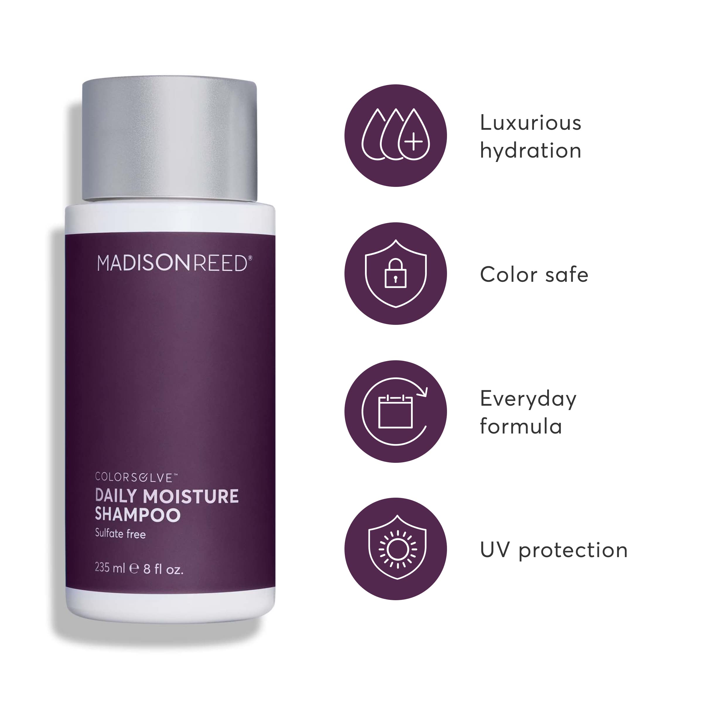 Madison Reed ColorSolve Daily Moisture Shampoo closeup lather highlights rich gentle cleansing
