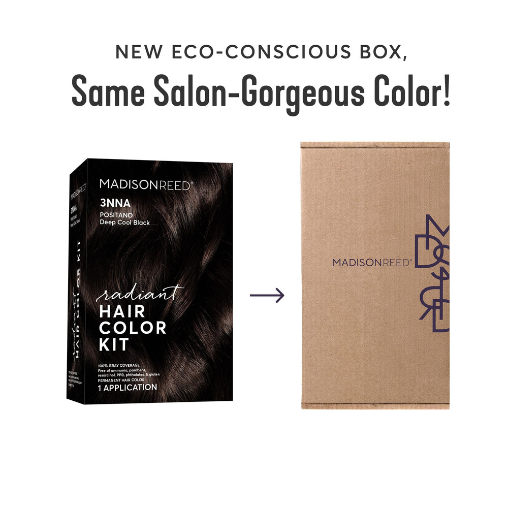 Madison Reed Radiant Color Kit color tube highlights ash undertones for cool shade.