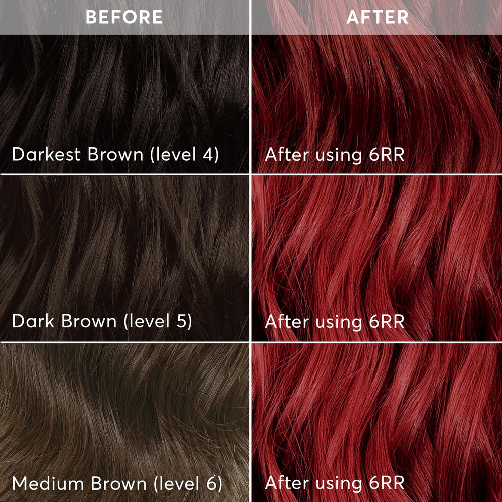 Madison Reed Radiant Color Kit 6RR keratin and argan oil nourish hair during color.