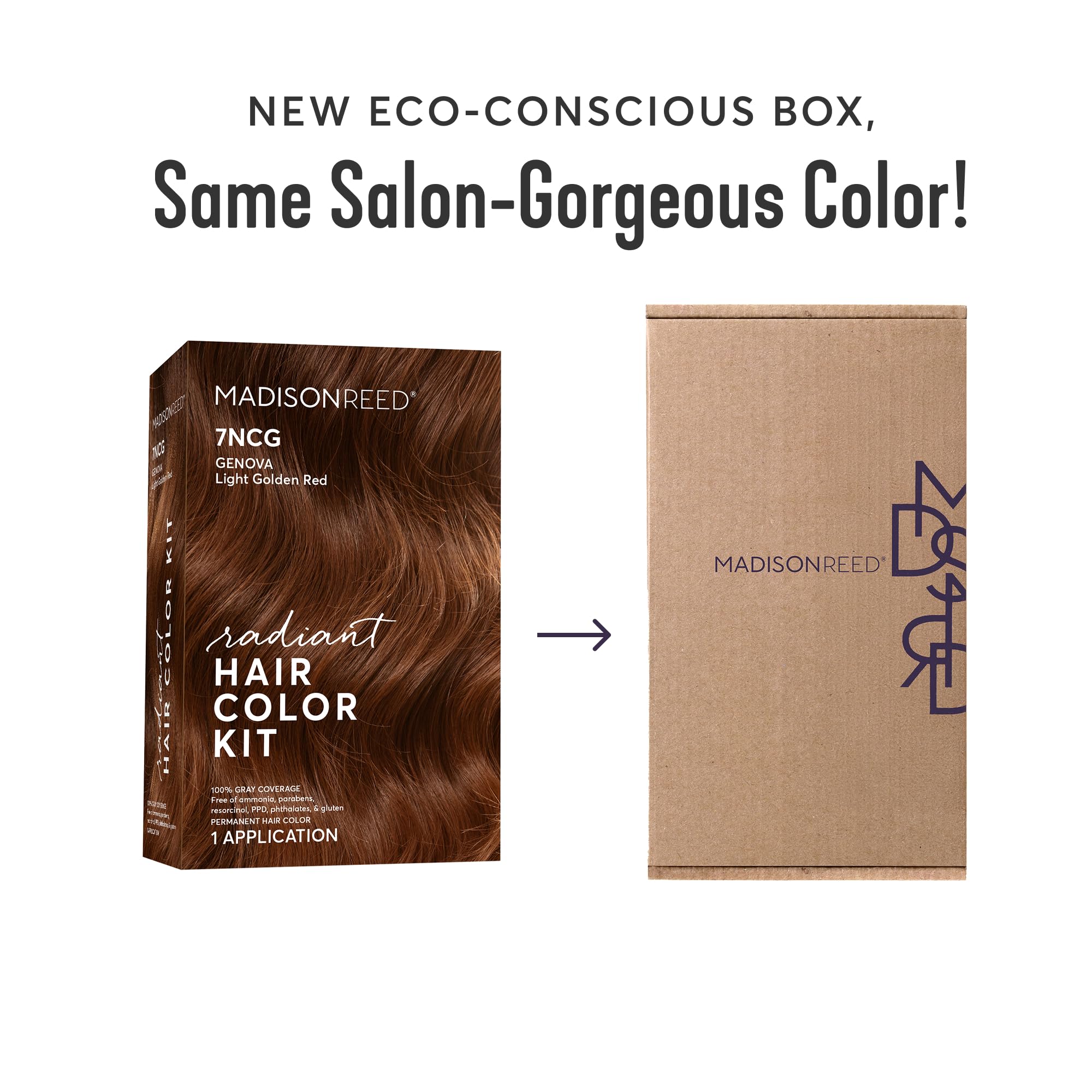 Madison Reed Radiant Color Kit 7NCG shade-card highlights light golden copper shade