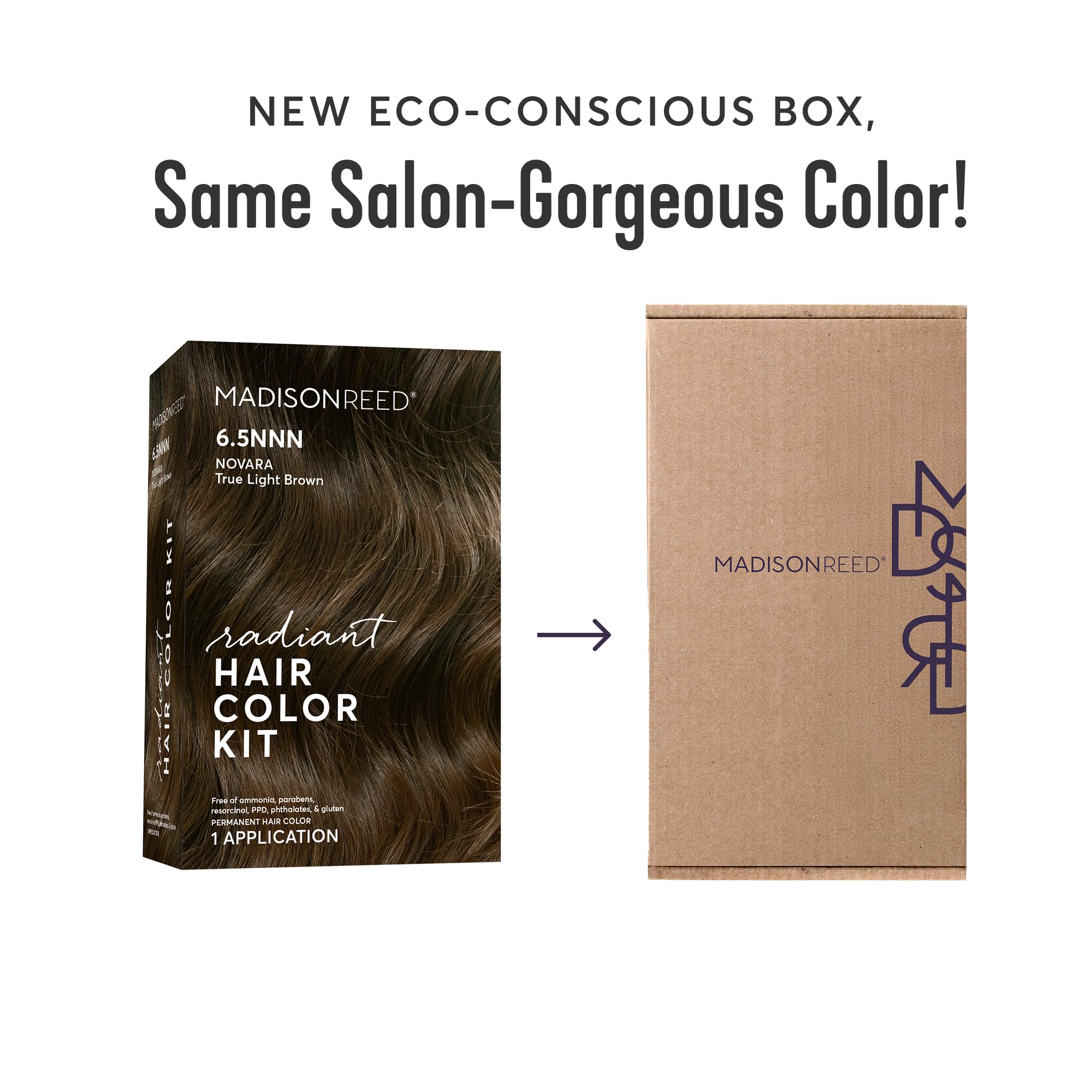 Madison Reed Radiant Color Kit box back reveals easy steps for at-home coloring with salon-grade results.