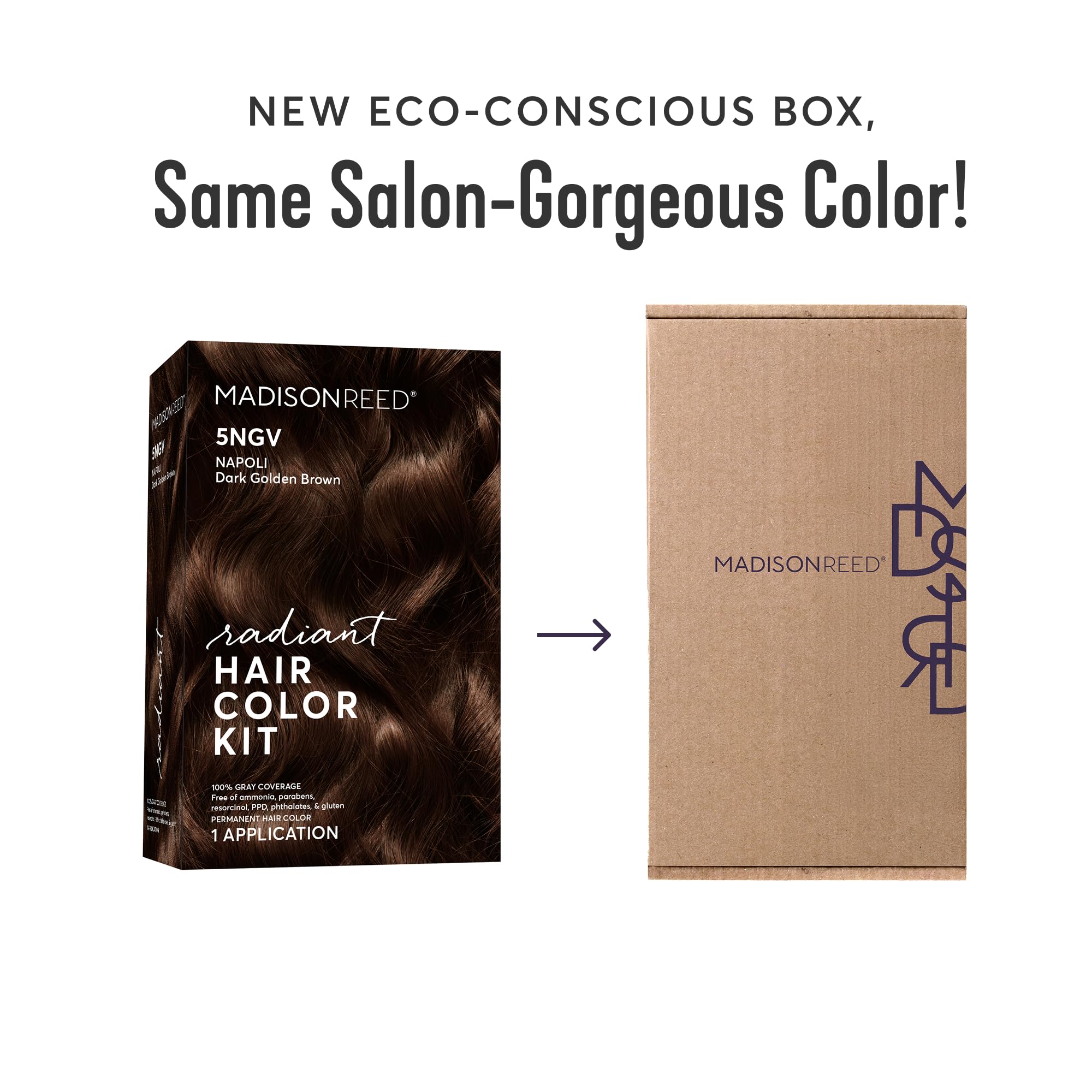 Madison Reed Radiant Color Kit box back reveals included essentials for home use