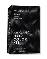 Madison Reed Radiant Color Kit Pescara Black swatches show natural gray coverage