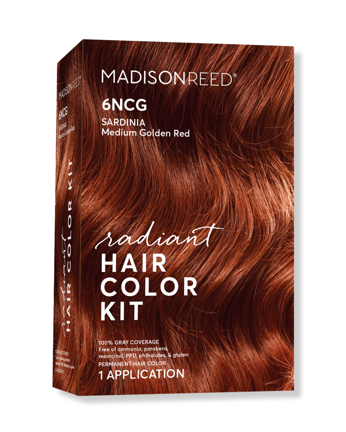 Madison Reed Radiant Color Kit Sardinia Red box setup for at home salon quality color.