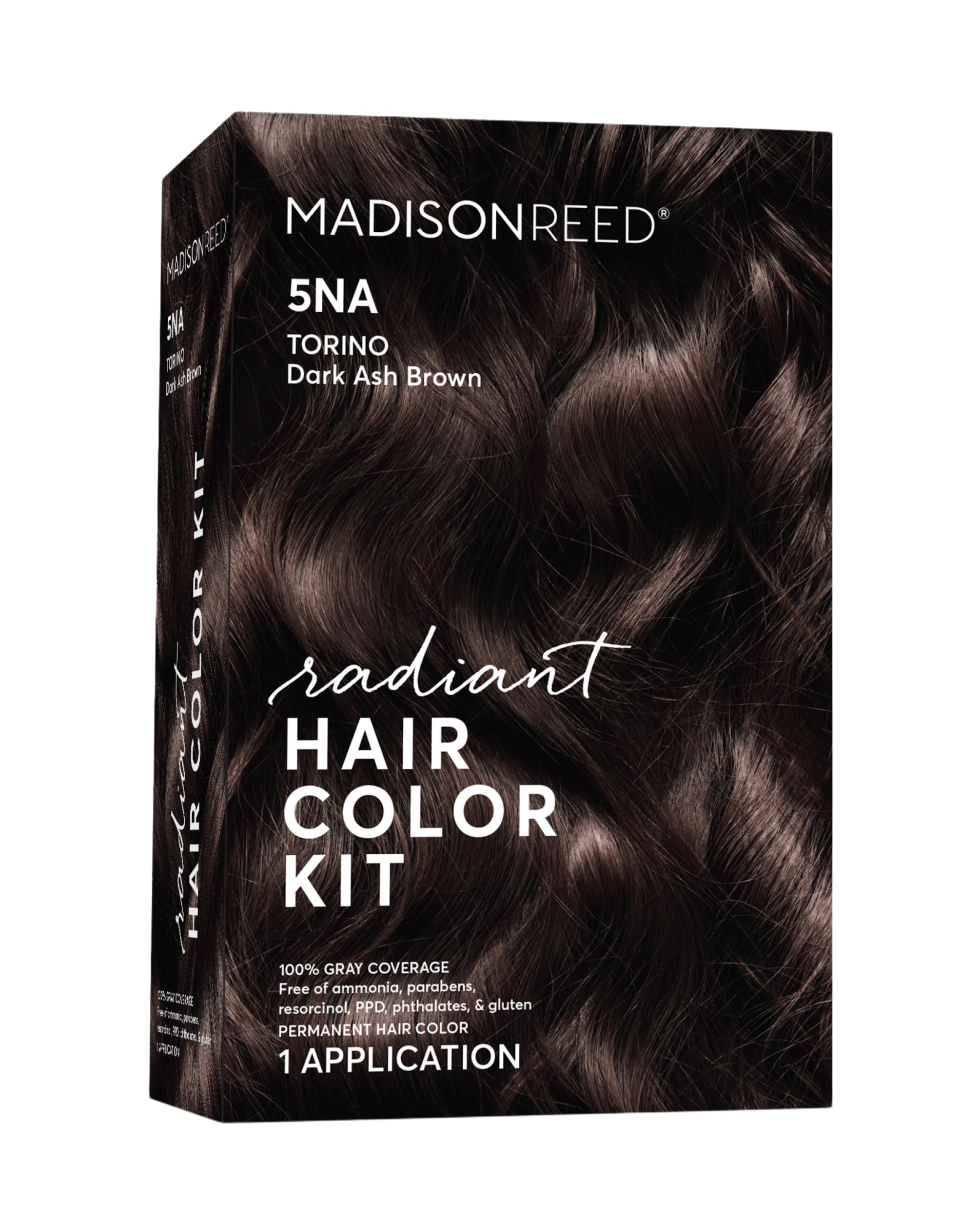 Madison Reed Radiant Color Kit Torino bottle pour demonstrates precise application for even gray coverage.