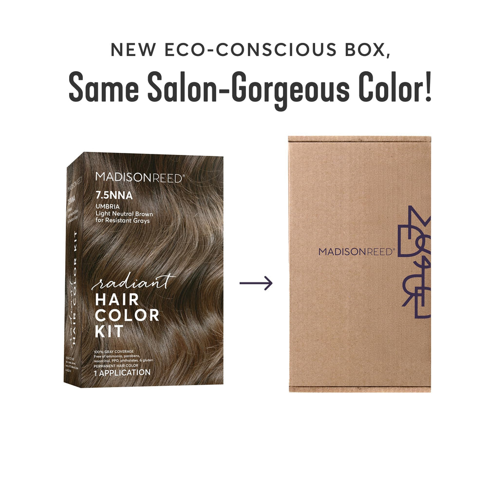 Madison Reed Radiant Color Kit packaging highlights the clean, gentle formula.